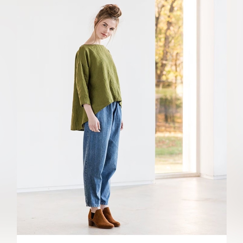 NotPerfectlinen linen blouse top in Leaf Green Small